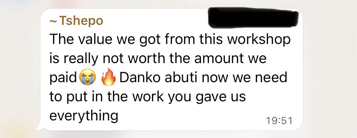 Workshop attendee review 6